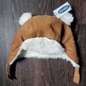 NWT Old Navy Infant Fleece Lined Trapper Hat with Faux Fur Trim 0-6 months fall